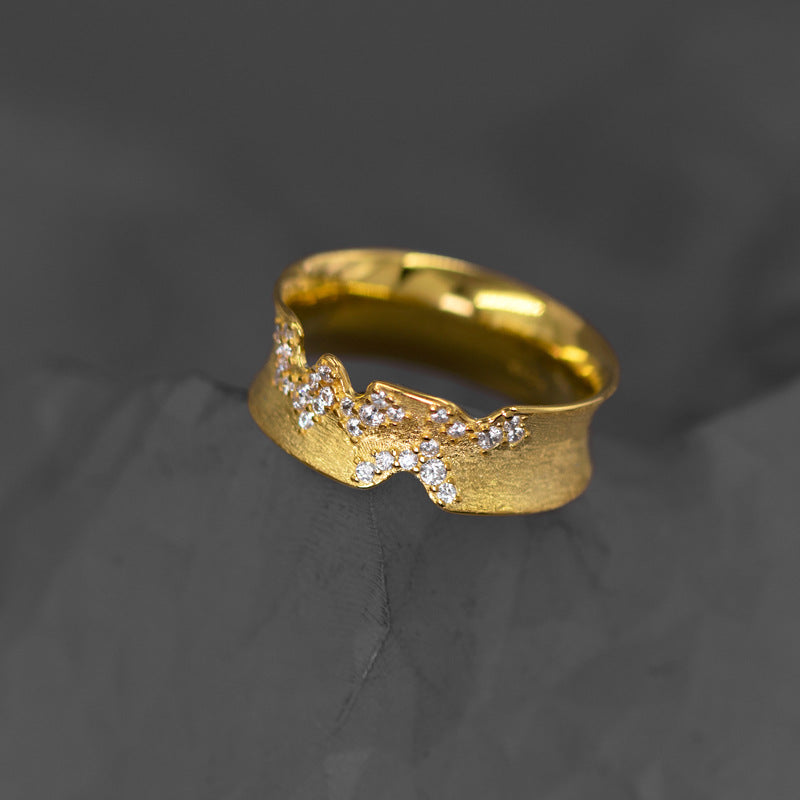 Silver Crystal Ridge Ring for Lunar Strength and Mystery