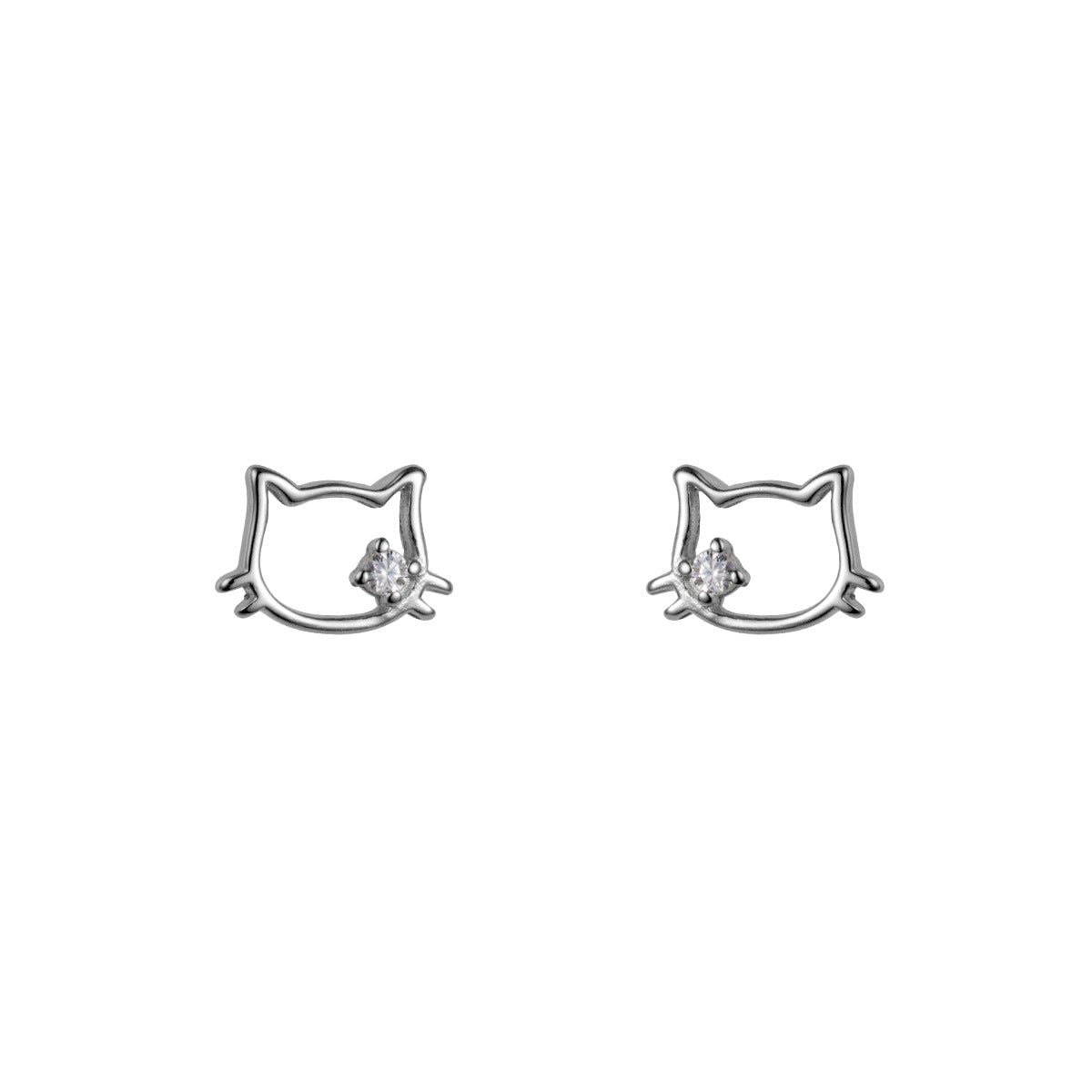 Minimalist Cat Earrings with Crystal Accent