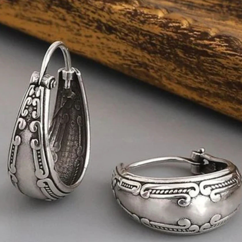 Tribal Guardian Hoop Earrings with Ancient Patterns