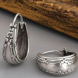 Tribal Guardian Hoop Earrings with Ancient Patterns