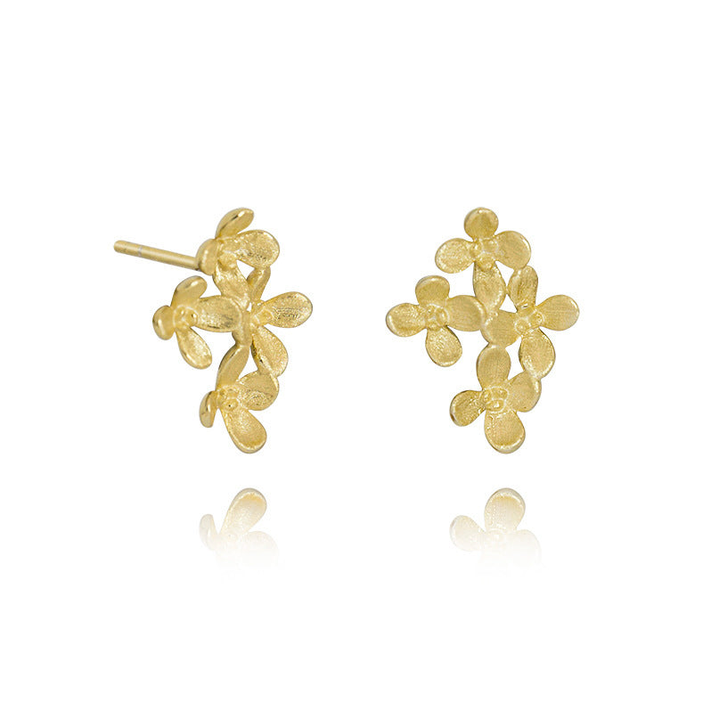 Gold Flower Stud Earrings for Women