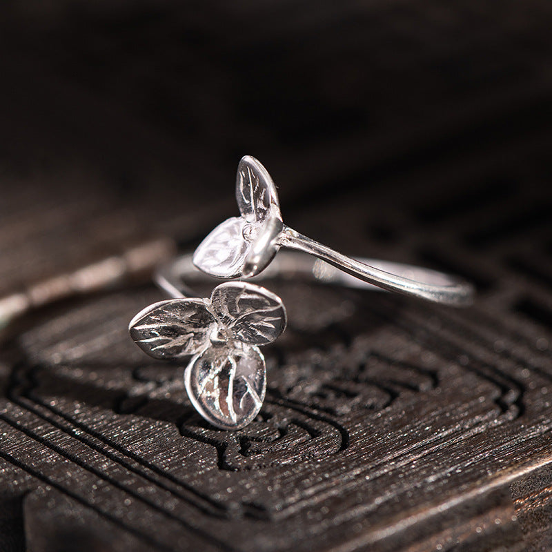 Moonlit Herb Leaf Open Ring – Nature Witch Jewelry
