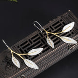 Gold and Silver Leaf Drop Earrings – Nature Branch Design