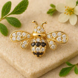 Elegant Crystal Bee Stud Earrings with Nature Flower Design