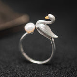 Swan Pearl Ring for Grace, Purity and Feminine Energy