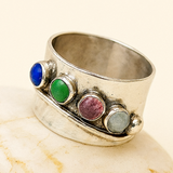 Colorful Gemstone Boho Ring with Healing Crystal Vibes