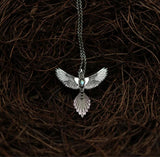 Flying Bird Necklace with Gemstone Accent Nature Inspired Design