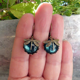 Vintage Dragonfly Earrings with Blue Gemstone Bohemian Design
