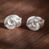 Silver Spiral Leaf Stud Earrings – Whisper of the Grove