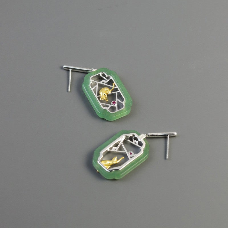Leaf Drop Earrings Gold Silver Dangle Jewelry