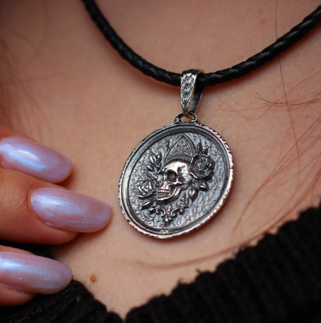 Gothic Skull and Rose Pendant for Spiritual Protection