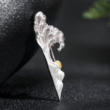 Ocean Wave Brooch – Silver and Gold Nature-Inspired Pin