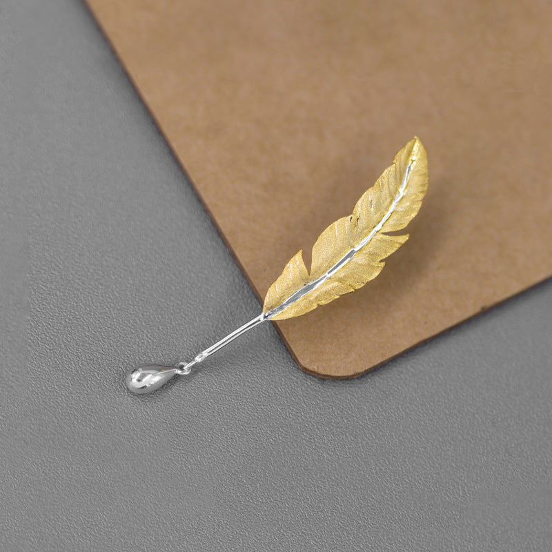 Feather Brooch for Women – Gold & Silver