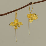 Silver Orchid Threader Earrings for Grace and Energy Flow