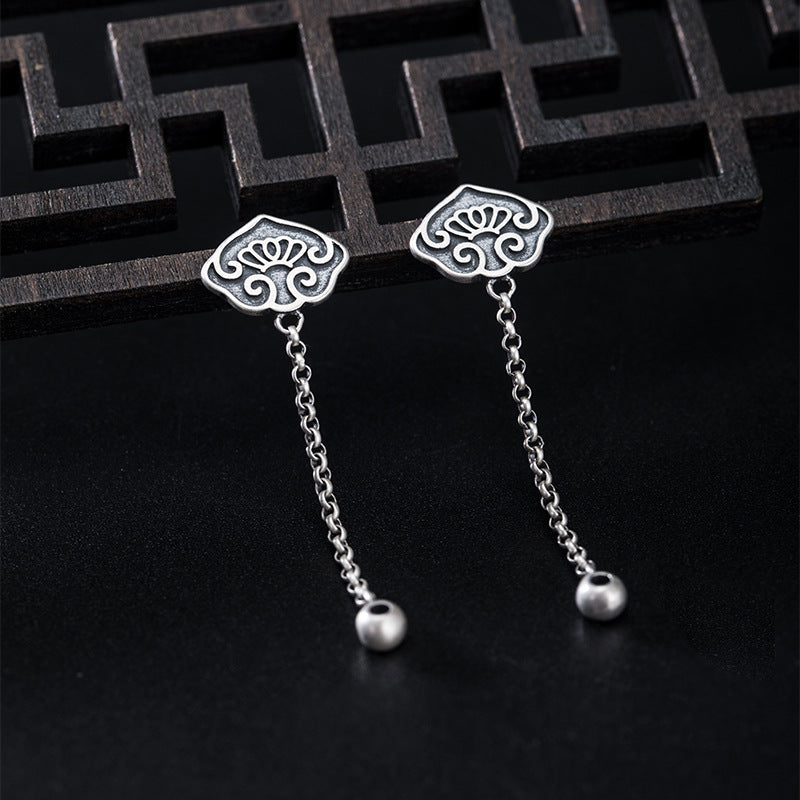Mystic Lotus Drop Earrings with Sacred Flowing Energy