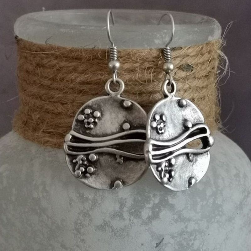 Round Bohemian Drop Earrings with Organic Nature-Inspired Design