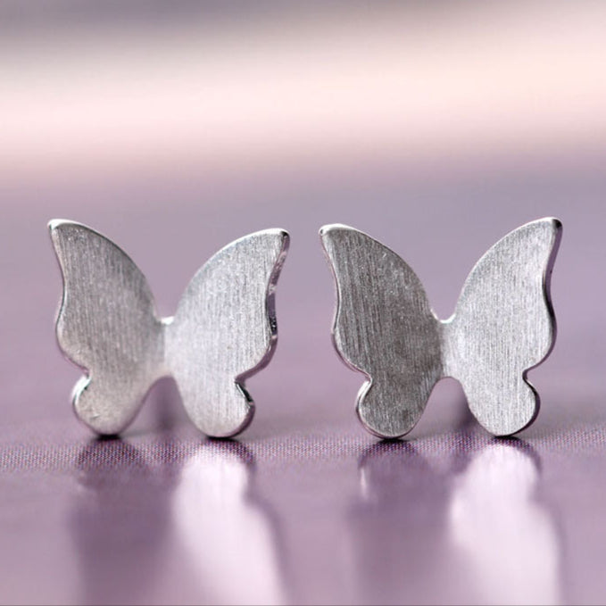 Silver Butterfly Stud Earrings for Transformation and Freedom