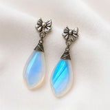 Moonstone Drop Earrings with Bow Nature Inspired Design