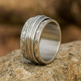 Sterling Silver Spinner Ring with Floral Petal Pattern