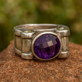 Dragonfly Ring with Blue Gemstone and Textured Band