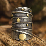 Spiral Wrapped Ring with Textured Dots and Earthy Power