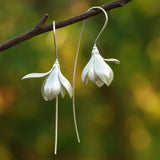 Magnolia Blossom Drop Earrings in Gold or Silver