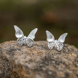 Silver Filigree Butterfly Studs for Transformation and Spirit Flow
