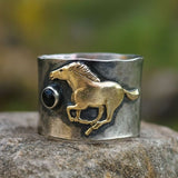 Golden Horse Totem Ring with Western Spirit Power