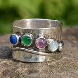 Colorful Gemstone Boho Ring with Healing Crystal Vibes