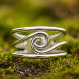Minimalist Wave Swirl Ring with Open Band Design