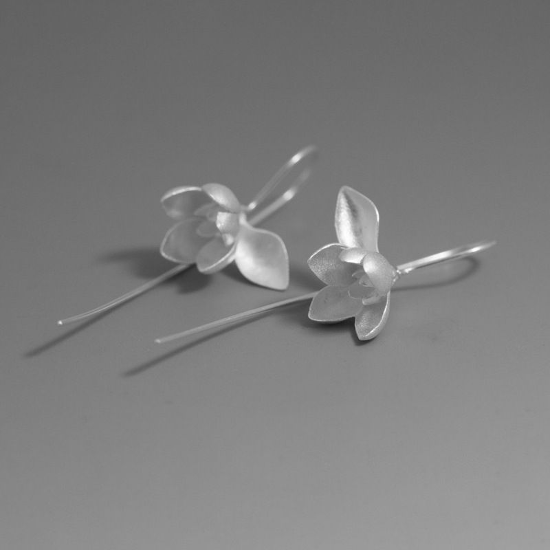 Magnolia Blossom Drop Earrings in Gold or Silver