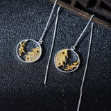 Moonlit Village Threader Earrings for Poetic Mystic Souls