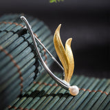 Golden Petal Pearl Brooch for Ethereal Goddess Energy