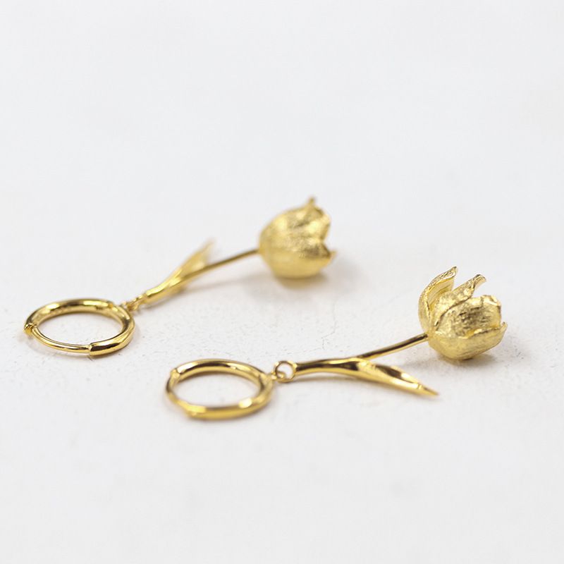 Tulip Drop Earrings in Gold or Silver Tone