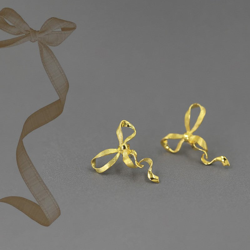 Bow Drop Earrings for Women Gold Silver