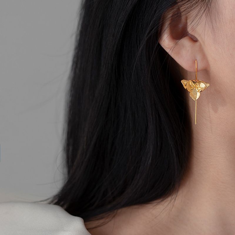 Silver Orchid Threader Earrings for Grace and Energy Flow