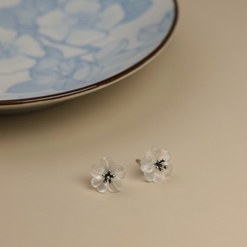 Frosted Plum Blossom Studs for Purity and Inner Strength