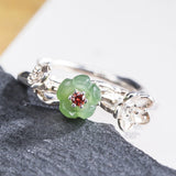 Silver Petal Ring with Golden Stamens for Gentle Energy