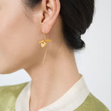 Magnolia Blossom Drop Earrings in Gold or Silver