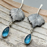 Blue Gemstone Leaf Drop Earrings with Nature Inspired Design