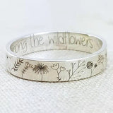 Wildflower Engraved Band Ring for Nature-Inspired Boho Style
