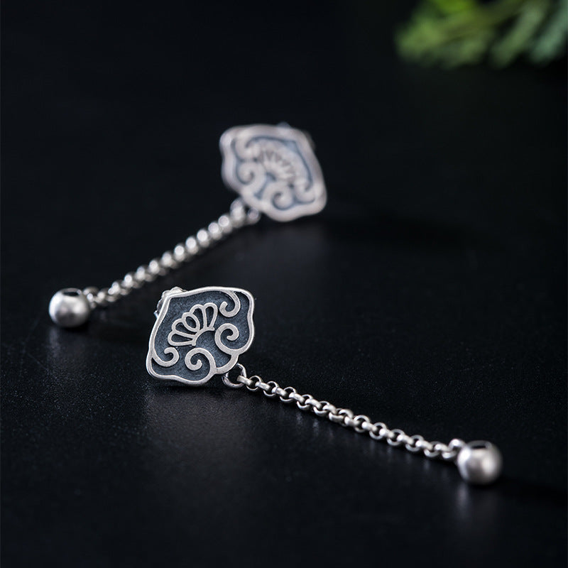 Mystic Lotus Drop Earrings with Sacred Flowing Energy