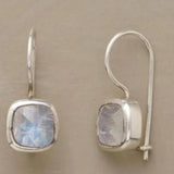 Moonstone Drop Earrings with Square Cut Nature Inspired Design