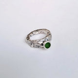 Rough Textured Ring with Deep Forest Green Stone