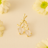 Golden Branch Brooch with Moonstone Energy Drops