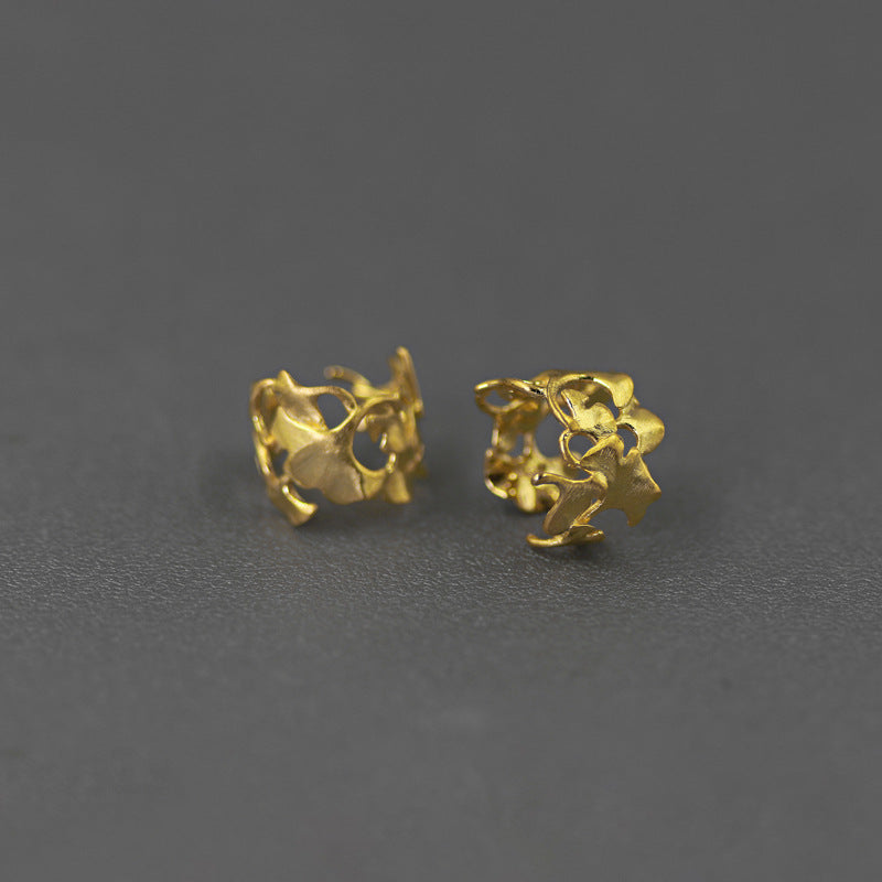 Golden Ginkgo Leaf Ring for Wisdom and Renewal Energy