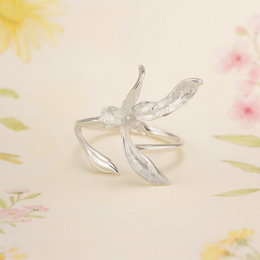 Orchid Flower Adjustable Ring for Women