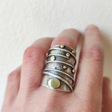 Spiral Wrapped Ring with Textured Dots and Earthy Power