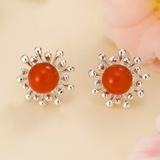 Sunburst Radiance Stud Earrings with Healing Energy Core