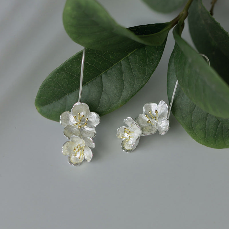 Floral Drop Earrings Gold or Silver